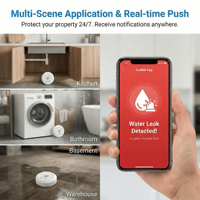 Kit de Détecteur de Fuite d'Eau Wi-Fi et Alarme - Système Complet pour Toute la Maison avec Notification par Application - Pack de 3 Détecteurs de Fuite d'Eau