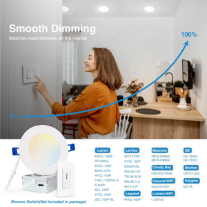 ไฟดาวน์ไลท์ LED แบบฝังฝ้าเพดาน ETL Energy <span class=keywords><strong>Star</strong></span> ขนาด 6 นิ้ว 12 วัตต์ รุ่น Canless Wafer Trim ปรับค่าสีได้ 5CCT ปิดผนึกแน่นหนา มาตรฐาน CAN - Product Image 6