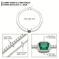 Collar de cadena de tenis con esmeraldas de laboratorio de corte esmeralda de oro de 18K OEM, hecho a medida, delicado, herencia, joyería fina con logotipo personalizado, cadena de cuerda