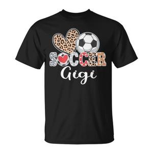 Camiseta Soccer Gigi Cute Leopard Heart Negra para Adultos Unisex - Product Image 1