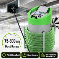 Machine de nettoyage de conduits d'air avec brosse rotative à arbre flexible de 75-800 mm et double caméra pour la ventilation des conduits de restaurants et d'hôtels (CVC)