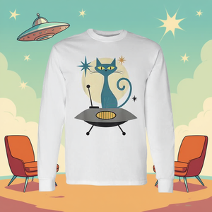 Camiseta de manga larga Mid Century Modern Ufo Cat Retro Futuristic - Product Image 3
