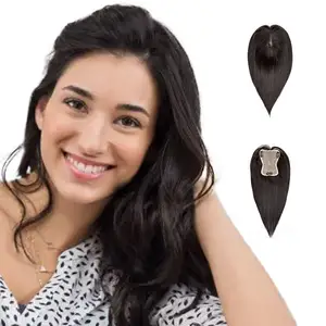 Fast shipping 100% real Human Hair Toupee Clip in hair system piece swiss lace Topper For Women