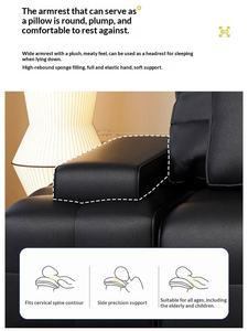 Sofá Cama Eléctrico Minimalista Italiano <span class=keywords><strong>Bugo</strong></span> de Cuero Genuino, Funcional, de Una Plaza, con Parte Superior Telescópica Plegable, de Piel de Vaca, para Sala de Estar - Product Image 5