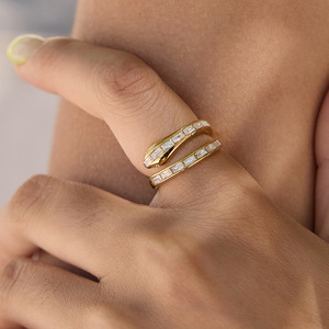 Modern <b>Open</b> <b>Rings</b> 18k Gold Plated Stainless Steel Non Tarnish Customized Clear Rhine Stone Snake <b>Ring</b> for Gift - Product Image 5