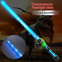 Sabre laser en plastique pour enfants, motif dinosaure de dessin animé, lumineux et musical, pour Noël et Halloween, accessoire de jeu, pour les 4-6 ans
