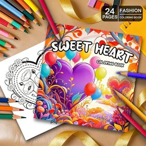 Carnet de coloriage de luxe personnalisé pour adultes, reliure parfaite, service <span class=keywords><strong>d</strong></span>'impression de livres sur mesure, motifs de cœurs, <span class=keywords><strong>livre</strong></span> de coloriage - Product Image 1