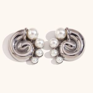 Set di gioielli di moda donna europei stati uniti collana a spirale di personalità temperata 18K placcato oro conchiglia orecchini anello - Product Image 3