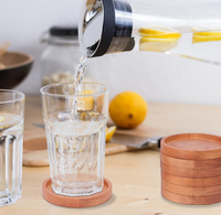En gros Personnalisé Rond En Bois D'acacia Dessous De Verre En Bois Tasse Sous-verres pour Bar Bureau Ferme Décor À La Maison