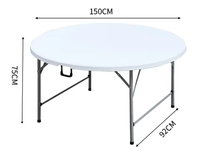 Table de banquet ronde pliante de 60 pouces en PEHD imperméable, vente en gros d'usine, idéale pour la restauration et la location