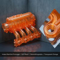 Prototype de collecteur d'admission en résine imprimé en 3D SLA, transparent, pour test de flux par stérolithographie, R&D automobile, OEM personnalisé