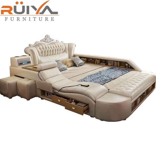 High Quality Ultimate Bed Frame Smart Multifunctional Bed Upholstered King/queen Size Leather Bed with Speaker
