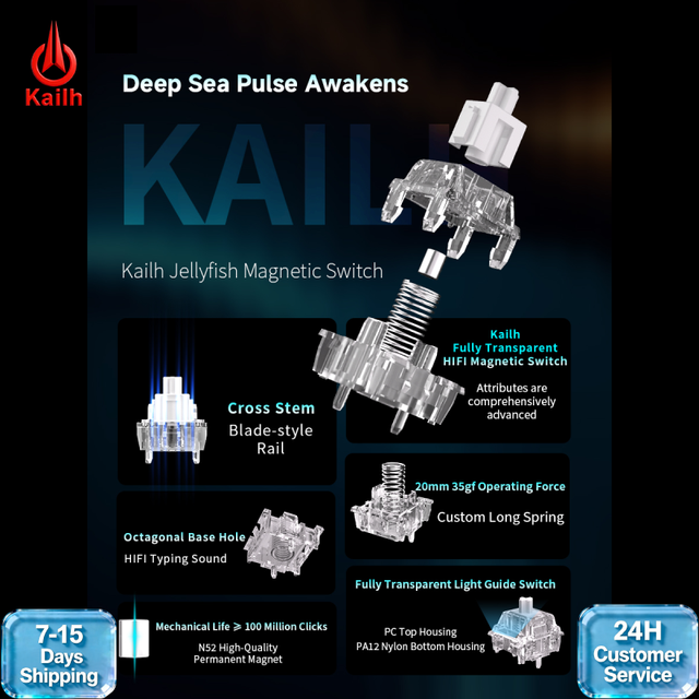 Kailh Jellyfish RT Magnetic Switch Hall Effect Linear 100M Cycles Mechanical Axis for High-End Gaming Keyboards Switch Diy