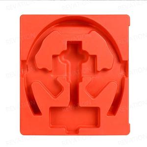 Red <b>Square</b> Molded Pulp Tray For Bluetooth Headphones Packaging Custom Shape Design - Product Image 4
