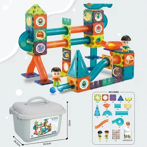 Bloques de construcción magnéticos de plástico para niños, juguetes educativos, caja barreada, 132 piezas