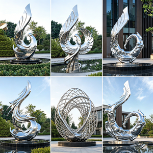 Escultura de Acero Inoxidable G18, Puerta Doble Simétrica, Estatua Metálica Resistente al Viento para <span class=keywords><strong>Plaza</strong></span> Central - Product Image 6