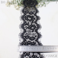 Bande de dentelle pour cils 10 cm, douce, noire et blanche, tricotée, motif floral français, dentelle Chantilly pour vêtements de nuit, lingerie, sous-vêtements, robes