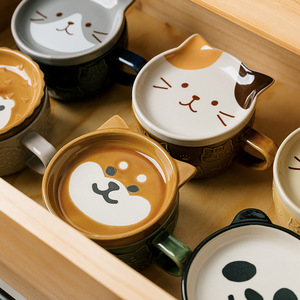 Madou 325Ml <span class=keywords><strong>tasse</strong></span> en céramique avec couvercle, Style japonais, chat <span class=keywords><strong>de</strong></span> dessin animé, <span class=keywords><strong>tasse</strong></span> à <span class=keywords><strong>café</strong></span>, <span class=keywords><strong>tasse</strong></span> à thé au lait pour le petit déjeuner - Product Image 3