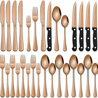 Lot de 24 couverts en acier inoxydable doré pour mariage – Cuillères, fourchettes, couteaux – Vente en gros fabricant