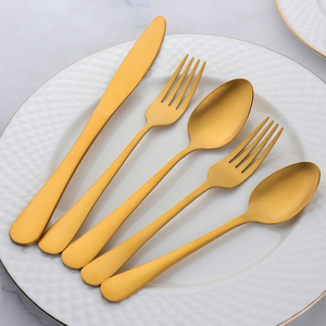 Thiết kế mới thép không gỉ Matte thiết lập dao kéo vàng bữa ăn tối dao muỗng nĩa nhà hàng Flatware Set - Product Image 5