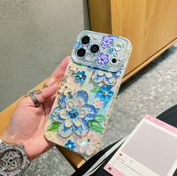Coque de téléphone antichoc et étanche en TPU IMD avec perforations décoratives, motif peinture à l'huile, protection anti-lumière bleue et colle anti-goutte