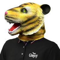 Masque de tigre réaliste en latex, accessoire de costume animalier pour Halloween, soirées masquées, carnavals et événements.