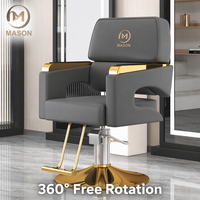 Fauteuil de Barbier Moderne Réglable en Hauteur, Hydraulique et Inclinable, en Cuir PU, Base Métallique, Éponge Haute Densité, Rotation 360°, Qualité Premium Mason