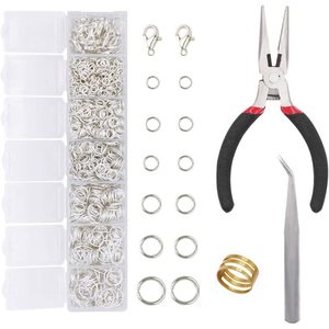 Kit d'accessoires de bijouterie DIY avec pinces et anneaux de jonction pour la création de colliers, plaqué alliage argent et or, forme ronde, 7 compartiments - Product Image 3