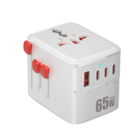 Adaptateur de voyage universel GaN 65W multi-ports, chargeur mural portable, prise de courant de voyage pour une utilisation mondiale