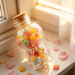 Vente en gros de jolis pots à bonbons en verre transparent de 160 ml en forme de Doraemon, pot à vœux porte-bonheur avec bouchon en bois - Product Image 6