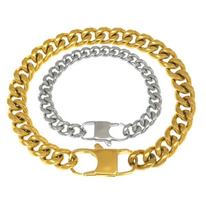 Pulsera de Cadena Cubana de Acero Inoxidable, Unisex, Chapada en Oro y Plata, Joyería de Moda para Hombres y Mujeres, Pulsera de Eslabones Moderna - Product Image 1