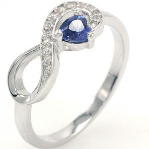 Ingrosso su misura 925 argento Sterling infinito <span class=keywords><strong>solitario</strong></span> TANZANITE CZ classico anello Infinity cuore promessa anelli per lei - Product Image 3