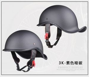 Casque de moto demi-coque <span class=keywords><strong>en</strong></span> fibre de carbone ultra-léger pour hommes, casque vintage de type beanie, casque de moto <span class=keywords><strong>Harley</strong></span> élégant à queue de canard - Product Image 1