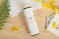 Botella de Agua con Impresión Personalizada, Termo de Acero Inoxidable, Taza Térmica con Infusor de Té, Tapa con Diseño de Madera