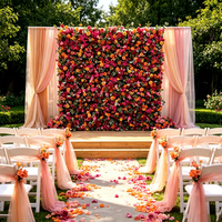 Mur de fleurs artificielles en tissu, arrangement décoratif éternel de roses et pivoines faites à la main, pour la maison, les mariages et la fête des Mères