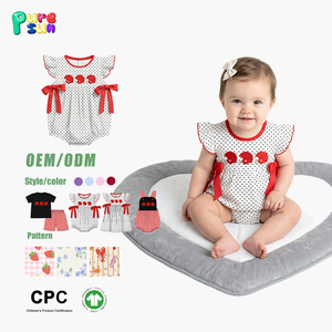 Vêtements pour bébé personnalisés, mignons, à motif <span class=keywords><strong>montgolfière</strong></span>, smockés, 100% coton biologique respirant, printemps-été, manches bouffantes, pour filles - Product Image 5