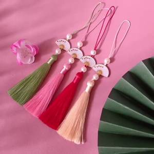 Новый белый нефритовый веер 8 см кисточки древний стиль отжимной кулон закладка для мобильного телефона кулон - Product Image 1