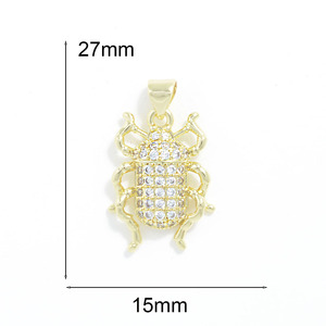 Pendentifs Breloques <span class=keywords><strong>Scarab</strong></span>ée Coccinelle Hibou en Cuivre Plaqué Or 18K, Accessoires de Bijoux pour Hommes et Femmes, Joyas De Oro 18k - Product Image 3