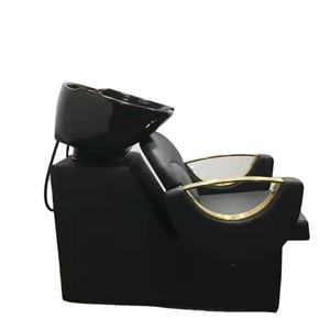 Zxm Black Gold <b>Beauty</b> <b>Salon</b> Furniture Set Hairdressing Basin <b>Salon</b> Hairdressing <b>Equipment</b> Styling Chair Shampoo Bowl - Product Image 2
