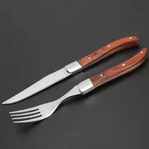 Ensemble de couteaux à steak <span class=keywords><strong>Laguiole</strong></span>, 3 couteaux et 3 fourchettes, couverts en acier inoxydable, couteaux et fourchettes avec boîte cadeau noire - Product Image 3