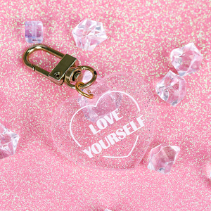 Promotion Transparent Acrylic Keychain with Glitter Design Cartoon Acrylic Key Chain Custom Key Ring Acrylic Charms
