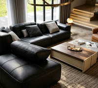 Ensemble de canapés sectionnels en cuir italien moderne, grand canapé d'angle modulaire en forme de L pour salon de villa, mobilier résidentiel haut de gamme
