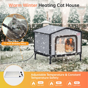 Уличный домик для кошек с подогревом и аварийной дверью, водонепроницаемый и теплый домик для кошек, подходит для внутреннего и наружного использования - Product Image 2