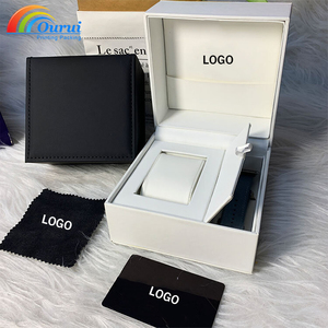 Boîte à montre en cuir PU, vente en gros d'usine, avec logo argenté personnalisable, coussin doux pour montre à l'intérieur, luxe, pour une seule montre - Product Image 2
