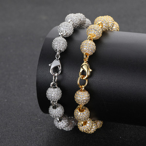 8mm Neck <b>Chain</b> for Women Gold Plated <b>Iced</b> Out <b>Chain</b> Micro Pave Cz Jewelry Round Bead Necklace - Product Image 3