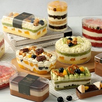 Conteneur carré transparent en PS pour pâtisserie, emballage en plastique pour tiramisu, boîte à gâteau avec couvercle, vente en gros