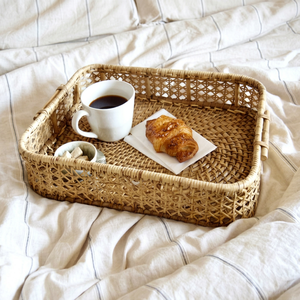 Hand woven rattan <b>tray</b> in Vietnam, Rectangular serving <b>tray</b> for dining table and <b>tea</b> table - Product Image 1