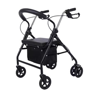 Lightweight Foldable Aluminum <b>Rollator</b> Shopping Cart <b>Walker</b> with Seat Elderly Disabled Individuals - Product Image 4