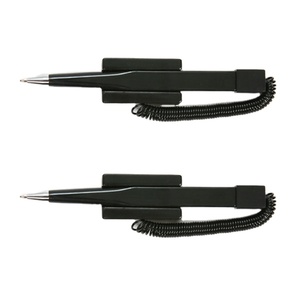 Bolígrafo de tubo al por mayor con logotipo personalizado, bolígrafo de seguridad con espiral para mostrador de hotel, soporte de escritorio negro para bolígrafos - Product Image 4