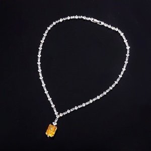 High Quality Eco-friendly Copper 12*16mm Red Cubic Zirconia Jewelry <b>Iced</b> <b>Out</b> High Carbon Diamond Pendant Necklace for Women - Product Image 4